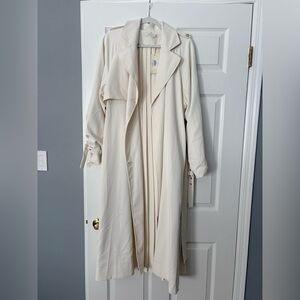 MULA Pleated Trench Coat – Cream | Size Medium | NWT